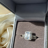 The Vienna Set – Emerald-Cut Halo Ring Duo Sterling Silver