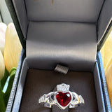 Sterling Silver Ruby  Claddagh  Ring - July