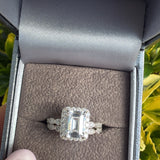 The Vienna Set – Emerald-Cut Halo Ring Duo Sterling Silver