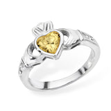 Sterling Silver  Citrine Claddagh Ring - November