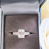 Emerald-Cut Moissanite Pavé Ring – Silver