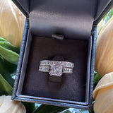 Sterling Silver Square Solitaire Ring Set