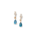 9ct Gold Blue Topaz & Diamond Drop Earrings