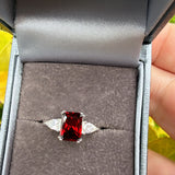 Emerelle - Ruby Red Princess Cut Sterling Silver Ring