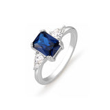 Emerelle - Sapphire Princess Cut Sterling Silver Ring