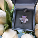 Sterling Silver Pink Diamond Cut Ring