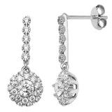 Radiant Sterling Silver Halo Drop Earrings