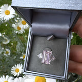 Sterling Silver Pink Diamond Cut Ring