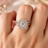 9ct Gold Fleur Oval Moissanite Ring