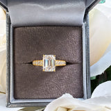 Emerald-Cut Moissanite Pavé Ring – Gold