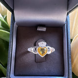 Sterling Silver  Citrine Claddagh Ring - November