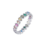 Sterling Silver Rainbow Teardrop Eternity Ring