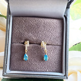 9ct Gold Blue Topaz & Diamond Drop Earrings