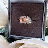 Amore Two Stone Gold Plated Ring