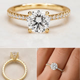 9ct Gold Moissanite Round Solitaire Ring -2 ct- Siobhan - size 6