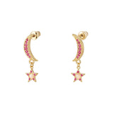 Opal Half Moon Stud Earrings - Gold