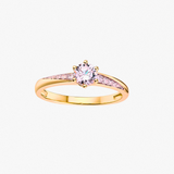 9ct Gold Moissanite Solitaire Ring with  Shoulders