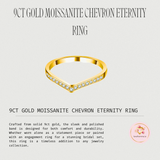 9ct Gold Moissanite Chevron Eternity Ring