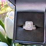 Sterling Silver Princess Emerald Cut Ring Set