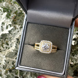 GOLD Sterling Silver Square Solitaire Ring Set