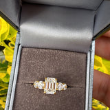 Emerald-Cut Moissanite 3ct  Ring – Sterling Silver Gold Plated