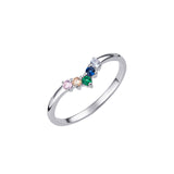 Sterling Silver Multi-Gemstone Curved Ring