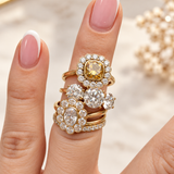 9ct Gold Fleur Oval Moissanite Ring