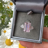 Sterling Silver Pink Diamond Cut Ring