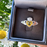 Sterling Silver  Citrine Claddagh Ring - November