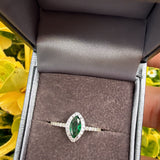 Emerald Green Marquise Sterling Silver Ring