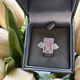 Sterling Silver Pink Diamond Cut Ring