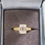 Emerald-Cut Moissanite Pavé Ring – Gold