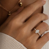 Marquise Halo Ring – Sterling Silver