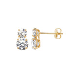 9ct Two Tier Stud Earrings - 9ct Gold