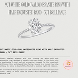 9ct White Gold 3ct Moissanite Halo Ring with Encrusted Band