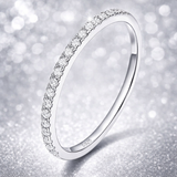 Sterling Silver Eternity Half Encrusted Ring- Silver