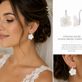 Sterling Silver Floral Bridal Earrings
