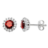 Garnet Earrings - Sterling Silver