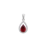 Teardrop Garnet Pendant - Sterling Silver