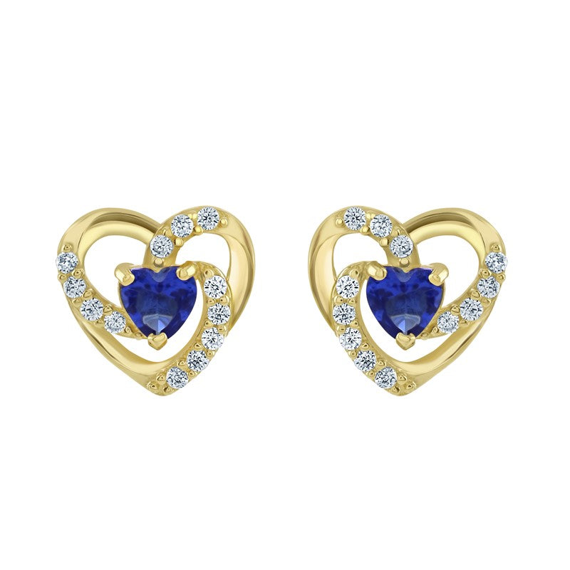 Solid 9ct Gold Sapphire Heart Earrings