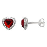 Sterling Silver Red Crystal Stud Earrings