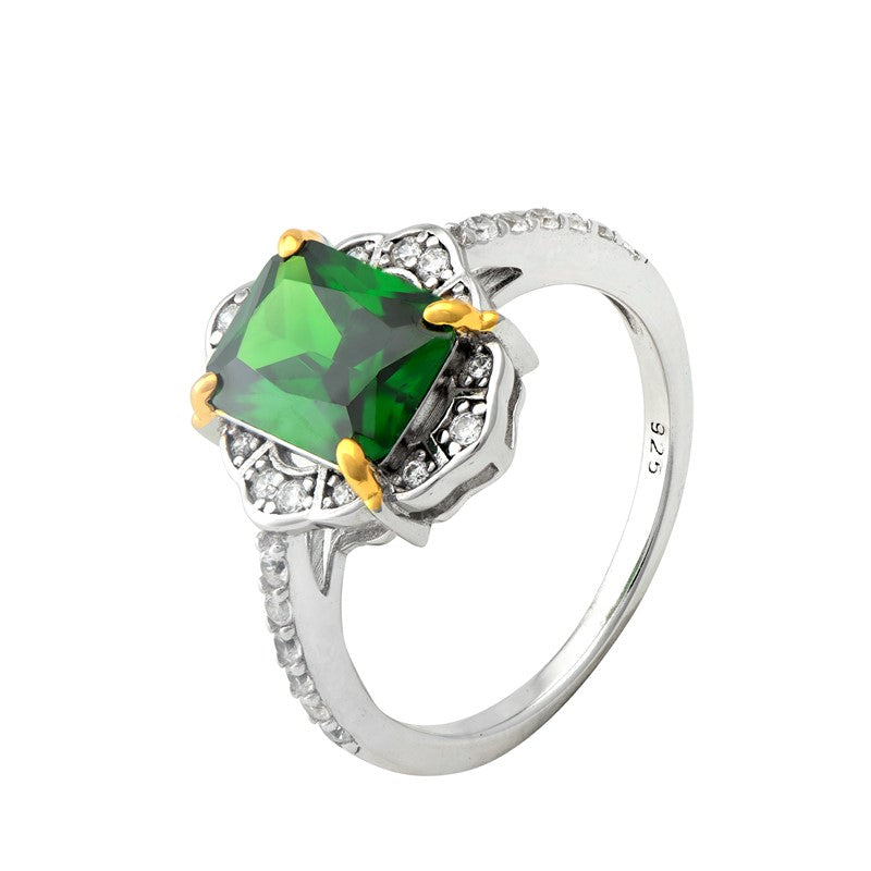 Sterling Silver Emerald  Ring