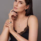 Sterling Silver Emerald  Ring