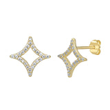 Gold-Plated Sterling Silver Sparkle Star Stud Earrings