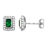 Sterling Silver Emerald Studs