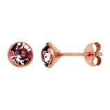 Sterling Silver Rose Gold Light Amethyst Stud Earrings