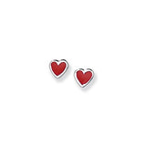 Sterling Silver Red Heart Earrings